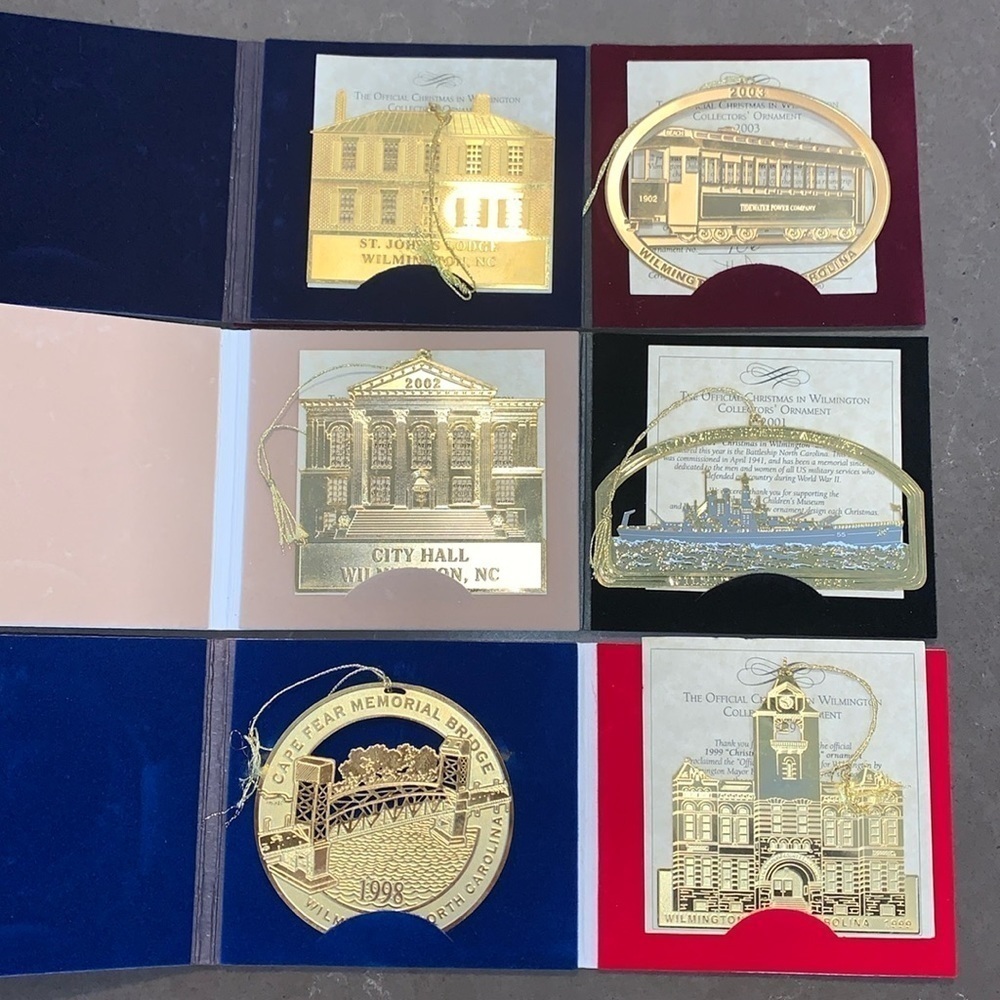 Qty 6 The Wilmington Children’s Museum Collectible Landmark Christmas Ornaments